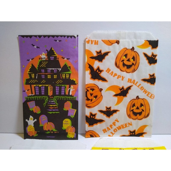 Halloween Candy Trick Or Treat Bags Graves Haunted House Scarecrow Ghost JOL (4) - Picture 2 of 3